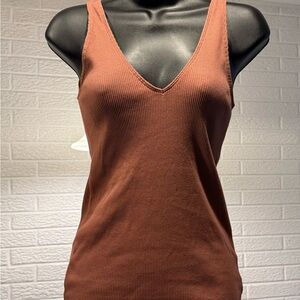 Express Brown Fitted Tank Top